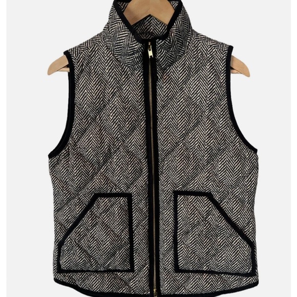 J Crew Herringbone Down Puffer Vest - Picture 1 of 6